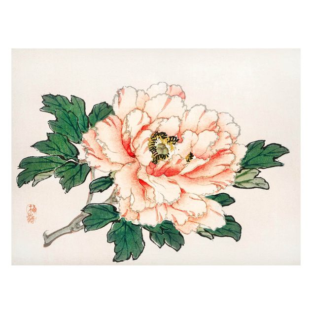 Tableaux magnétiques avec fleurs Dessin vintage asiatique Chrysanthème rose