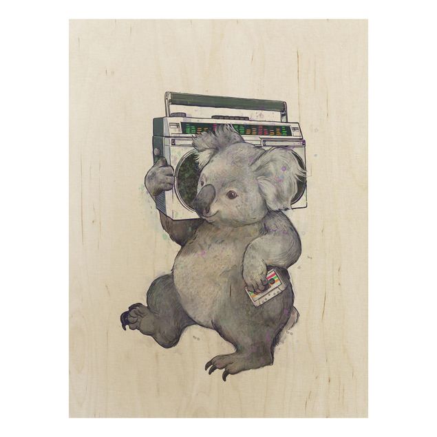 Tableaux muraux Illustration Koala avec Radio Peinture