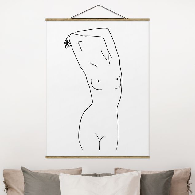 Déco mur cuisine Line Art Nude Noir Et Blanc