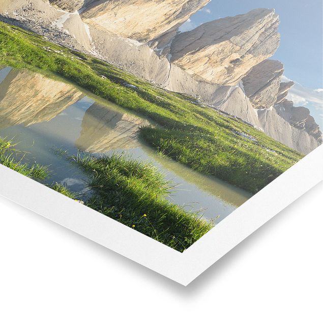 Tableaux modernes Zinnen du Tyrol du Sud et reflet de l'eau