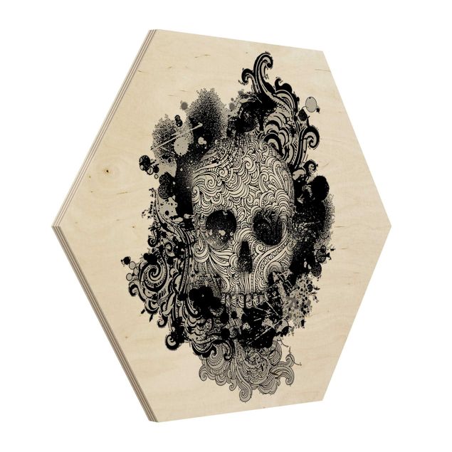 Hexagone en bois - Skull