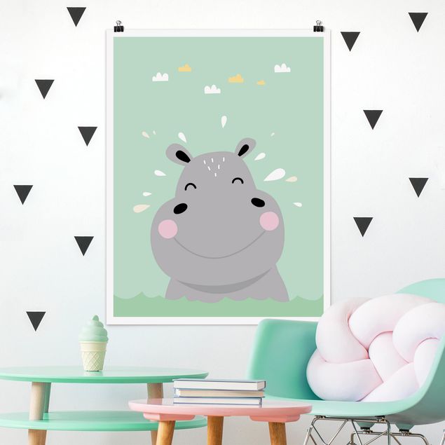 Décoration chambre bébé L'hippopotame le plus heureux