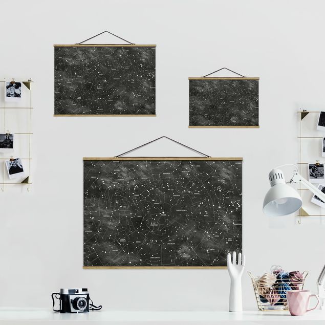 Tableau en tissu Carte des constellations aspect tableau noir