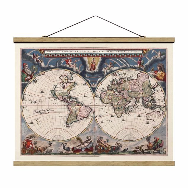 Tableaux rétro Carte du monde historique Nova et Accuratissima 1664
