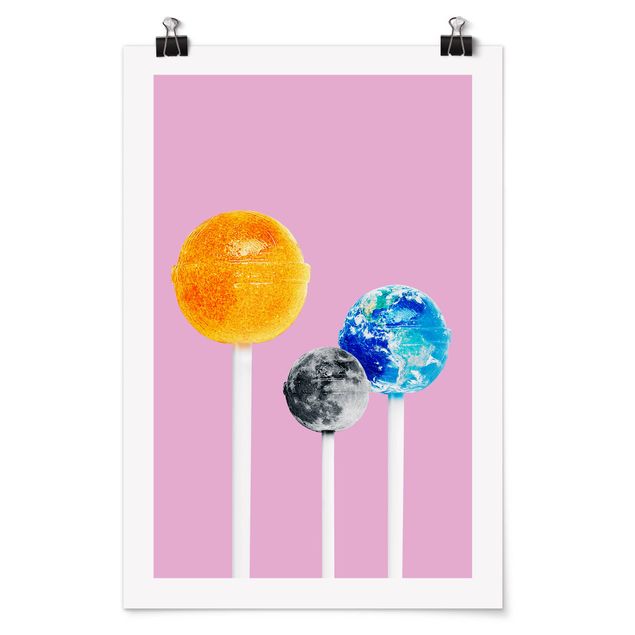 Poster reproduction tableau Sucettes avec Planètes