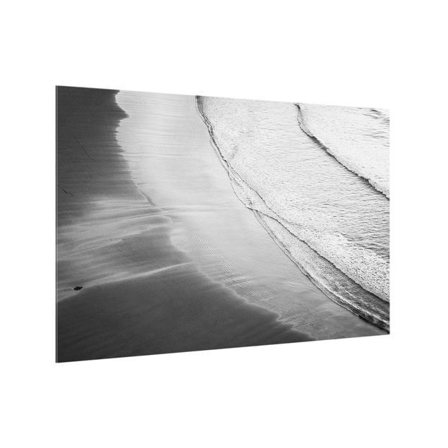 Fonds de hotte - Soft Waves On The Beach Black And White - Format paysage 3:2