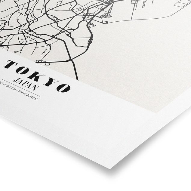 Poster carte du monde Plan de ville de Tokyo - Classique