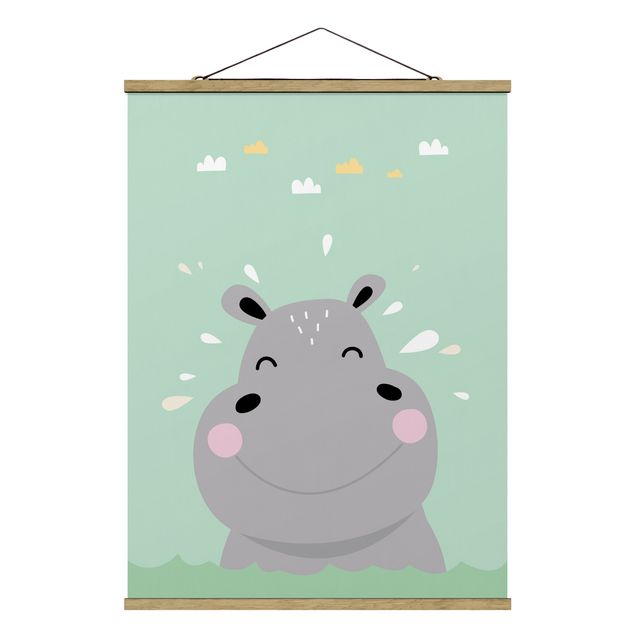 Tableaux animaux L'hippopotame le plus heureux