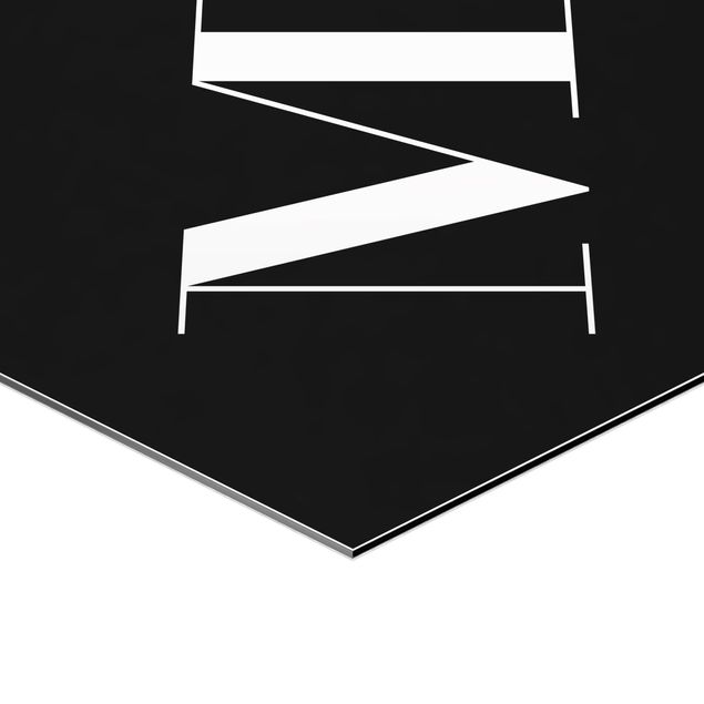 Tableau hexagonal Lettre Serif Noir M