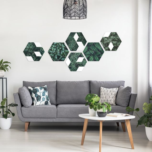 tableaux floraux Feuilles vertes - Lot II de géométrie