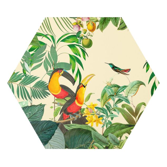 Tableaux animaux Collage Vintage - Oiseaux dans la jungle