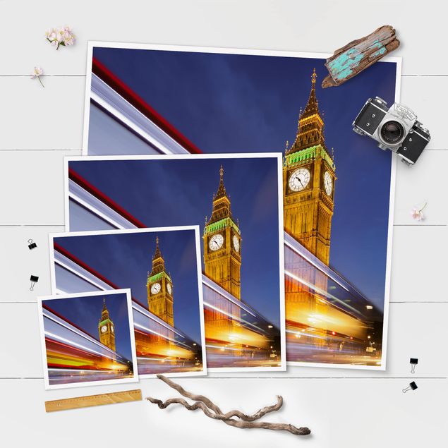 Tableaux muraux Circulation à Londres devant le Big Ben la nuit