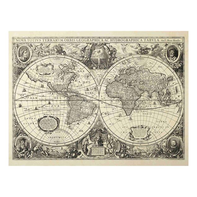 Tableaux mappemonde Illustration antique d'une carte du monde vintage