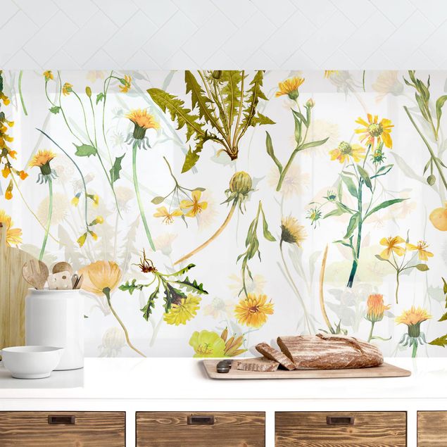 Déco murale cuisine Fleurs sauvages jaunes