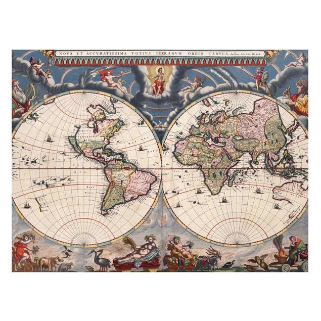Tableaux carte du monde Carte du monde historique Nova et Accuratissima 1664