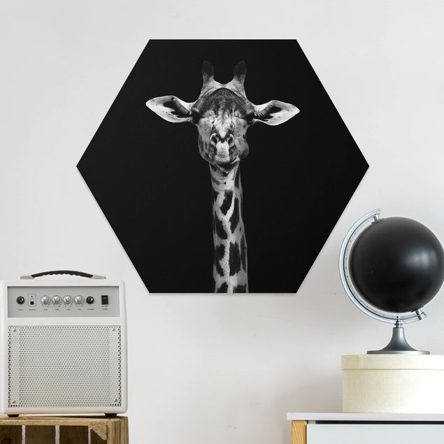 Tableau girafe Portrait de girafe sombre