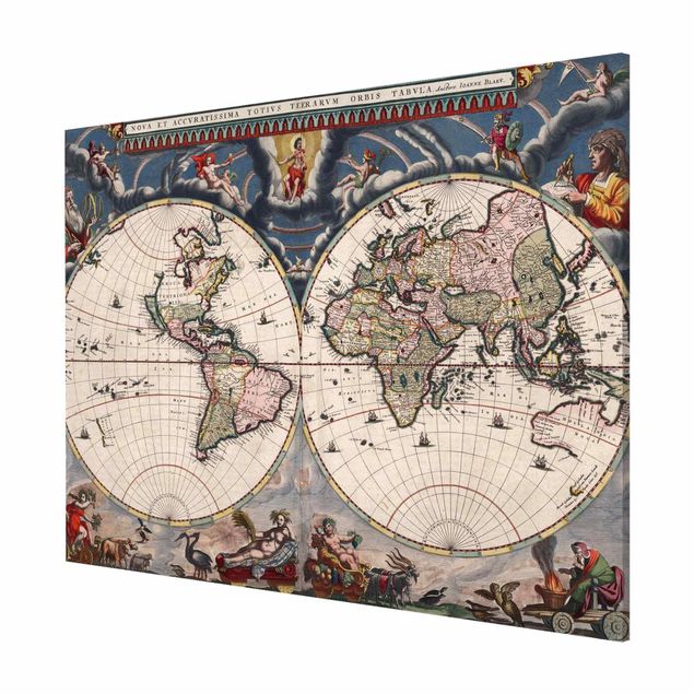 Tableau vintage Carte du monde historique Nova et Accuratissima 1664