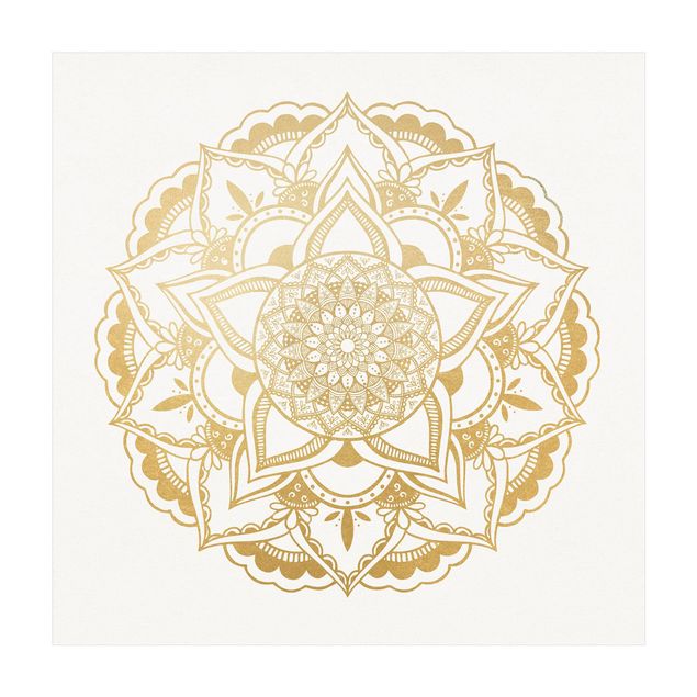 tapis zen Mandala Fleur Or Blanc