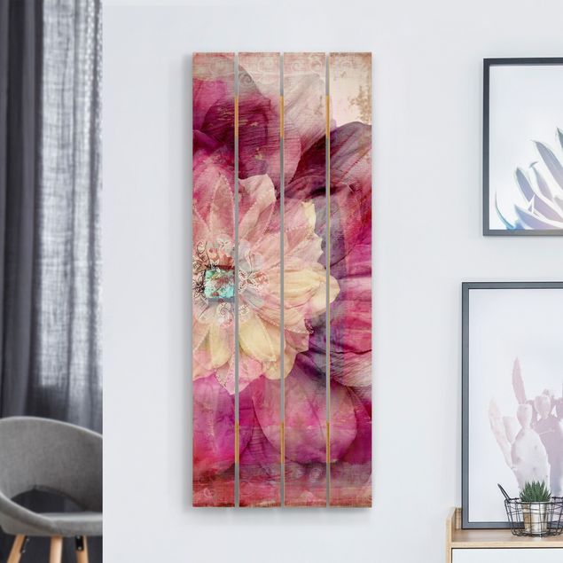 Tableaux en bois avec fleurs Fleur Grunge