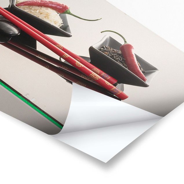 Tableau décoration Piments rouges dans des enveloppes de riz