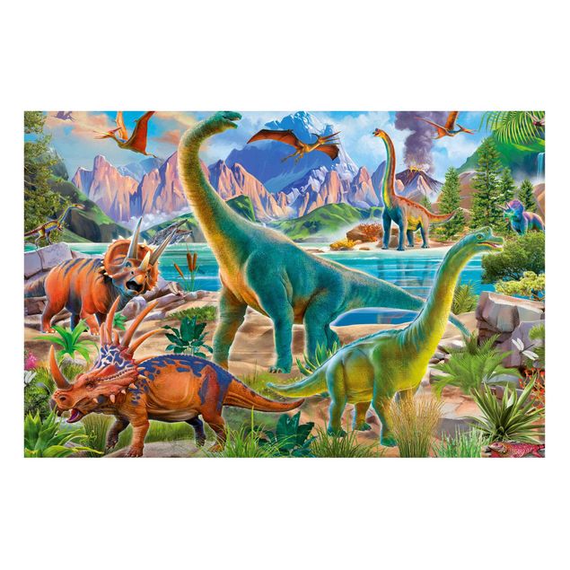 Tableaux chats Brachiosaure et triceratops
