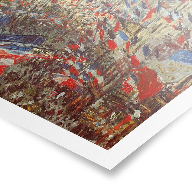 Poster architecture Claude Monet - La rue Montorgueil avec des drapeaux