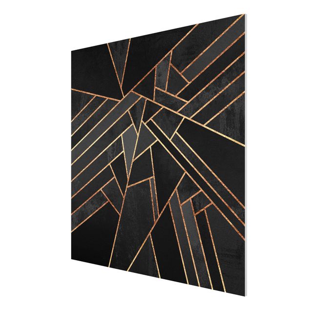 Tableau abstrait Triangles Noirs Or