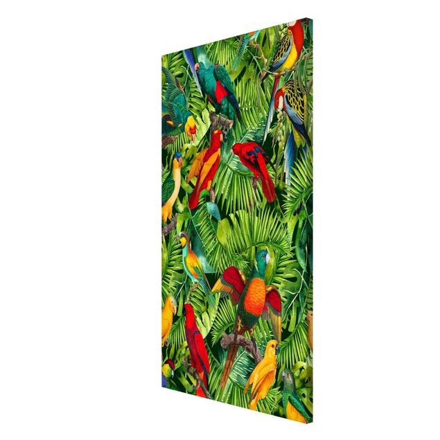 Tableaux magnétiques avec fleurs Collage coloré - Perroquets dans la jungle