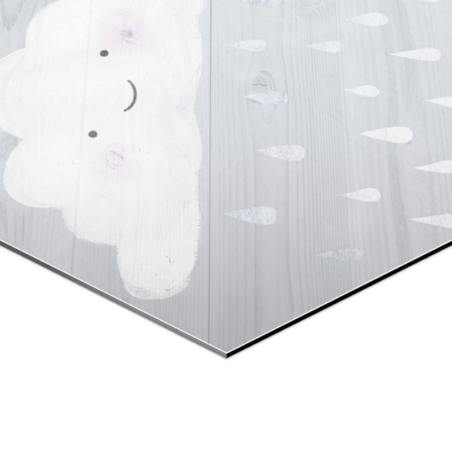 Hexagone en alu Dibond - Cloud With Silver Raindrops