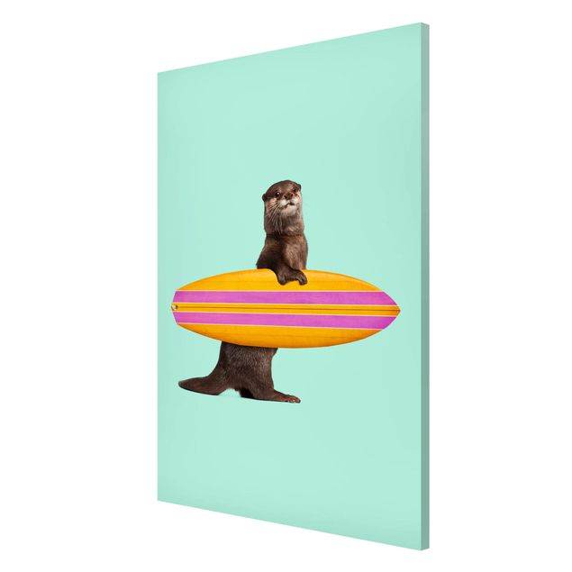Tableaux moderne Loutre avec planche de surf
