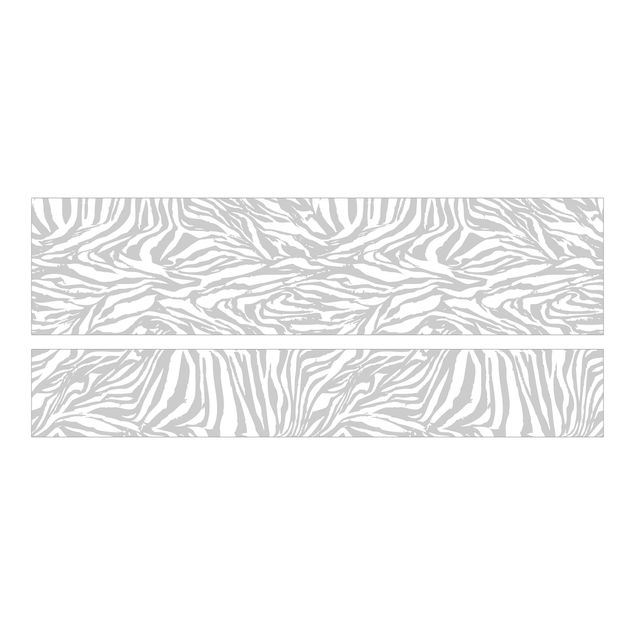 Papier adhésif pour meuble IKEA - Malm lit 180x200cm - Zebra Design Light Grey Stripe Pattern