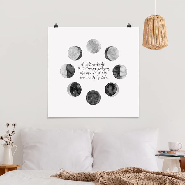 Posters en noir et blanc Ode à la lune - Amour