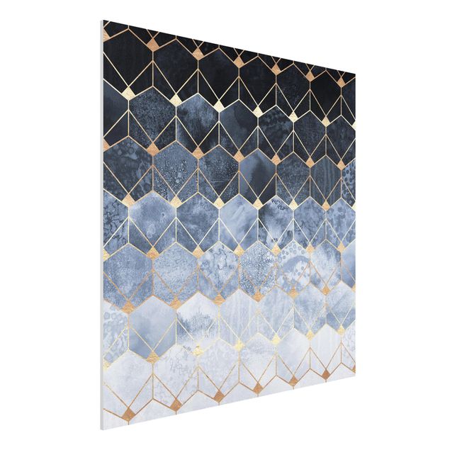 Tableaux moderne Géométrie bleue dorée Art Déco