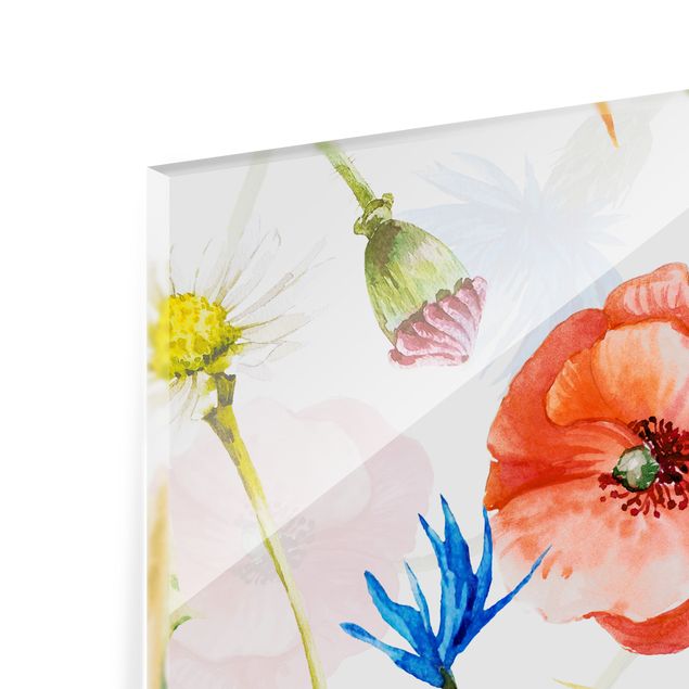 Fonds de hotte - Watercolour Wild Flowers With Poppies - Carré 1:1