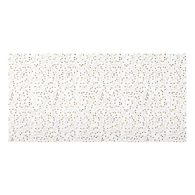 Fonds de hotte - Delicate Branch Pattern With Dots In Gold - Format paysage 2:1