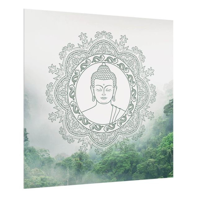 Fonds de hotte - Buddha Mandala In Fog - Carré 1:1