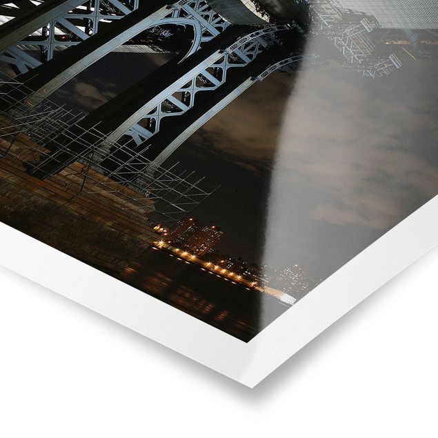 Tableaux noirs Pont de Manhattan la nuit