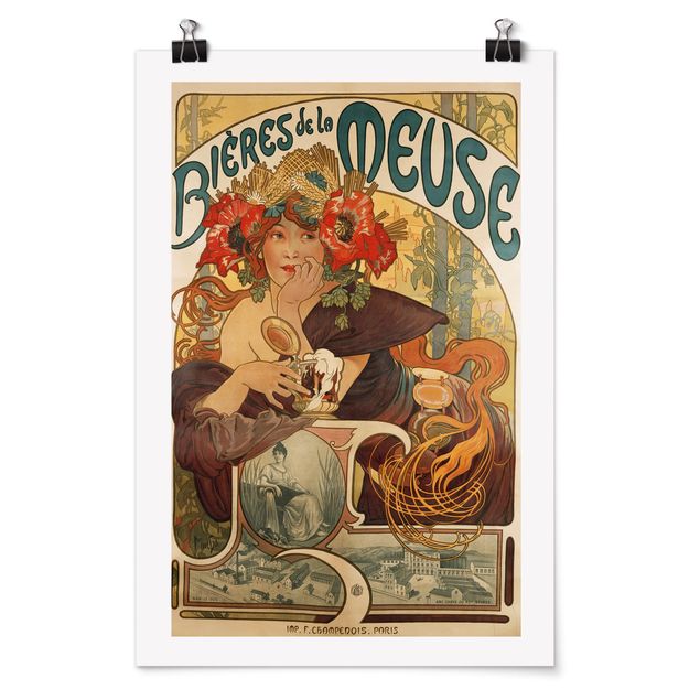 Tableaux moderne Alfons Mucha - Affiche pour la bière La Meuse