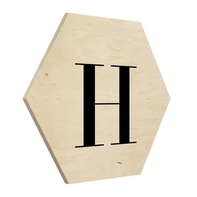 Tableaux en bois Lettre Serif Blanc H