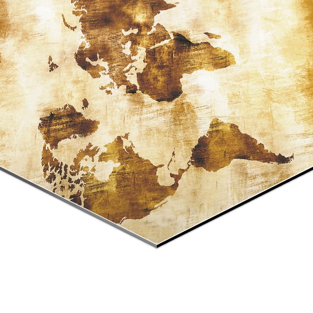 Hexagone en alu Dibond - No.CG75 Map Of The World