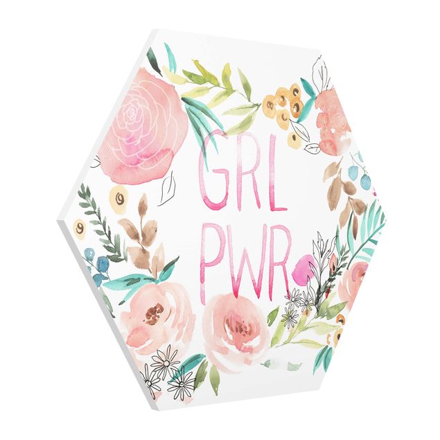 Tableaux citations Pink Flowers - Girl Power