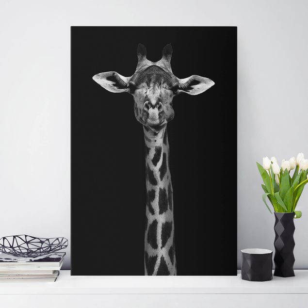 Impression sur toile - Dark Giraffe Portrait