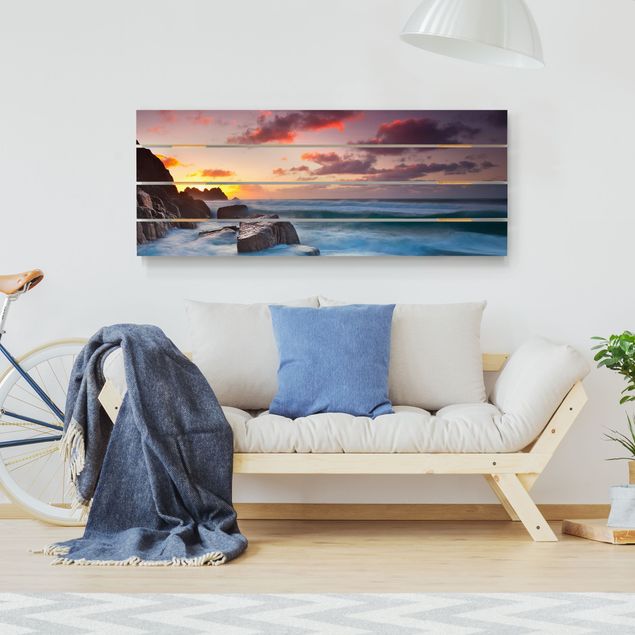 Tableaux en bois avec paysage Au bord de la mer en Cornouailles