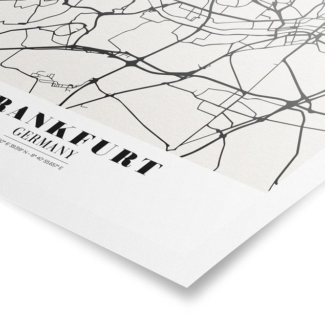 Tableaux noir et blanc Plan de ville de Francfort - Classique
