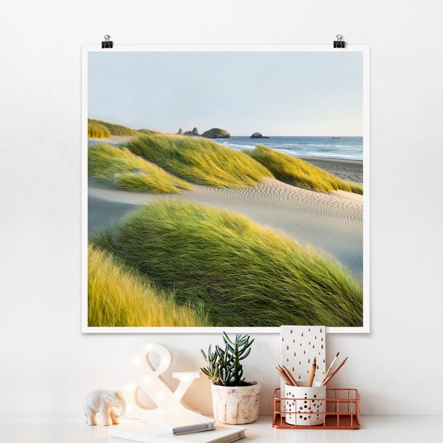 Tableau paysage Dunes et herbes à la mer