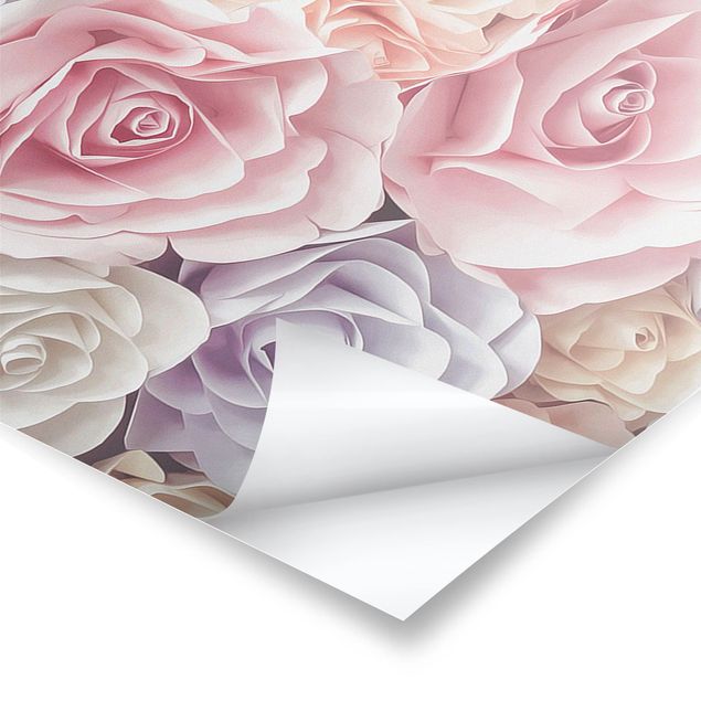 Poster fleurs - Pastel Paper Art Roses