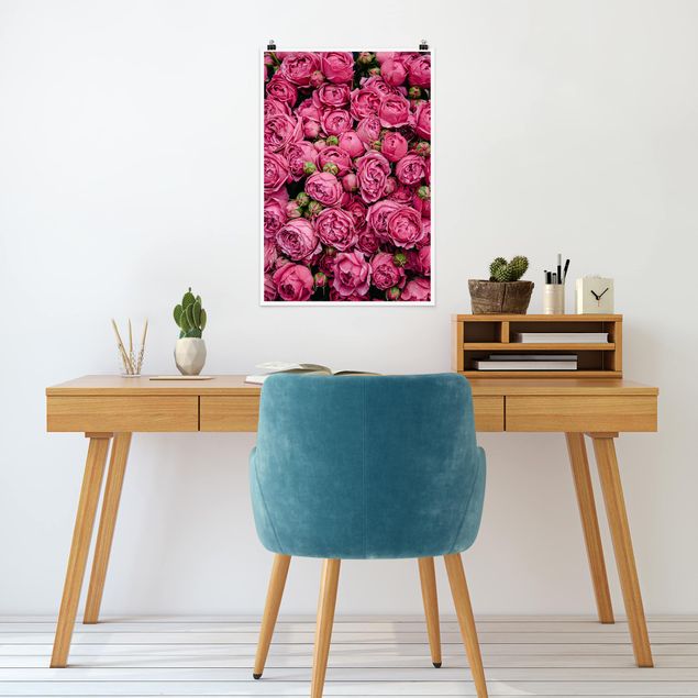 tableaux floraux Pivoines roses