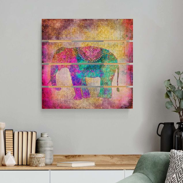 Tableaux de Andrea Haase Collage coloré - Éléphant indien