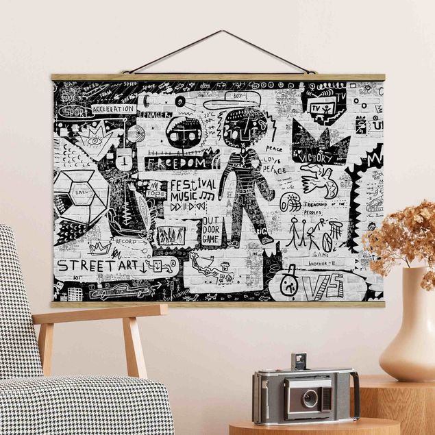 Tableaux moderne Abstract Graffiti Art Black And White