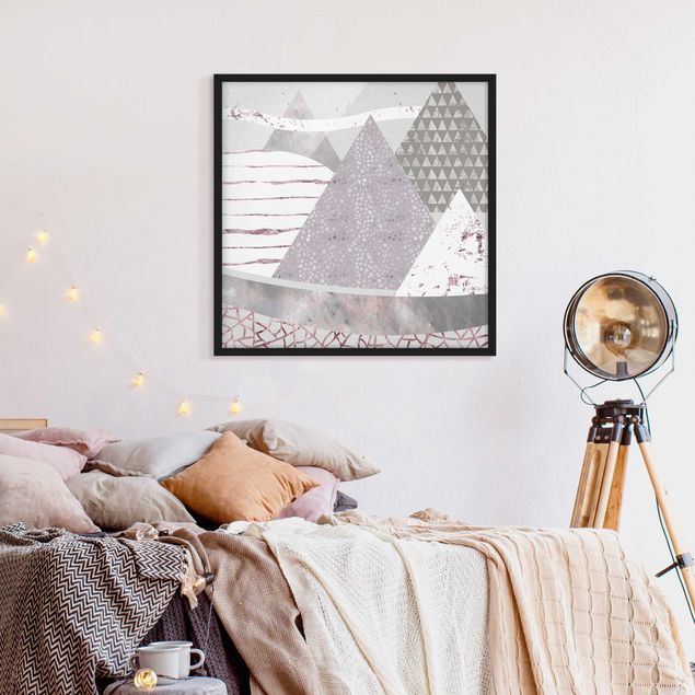 Poster encadré abstrait Paysage abstrait de montagne motif pastel